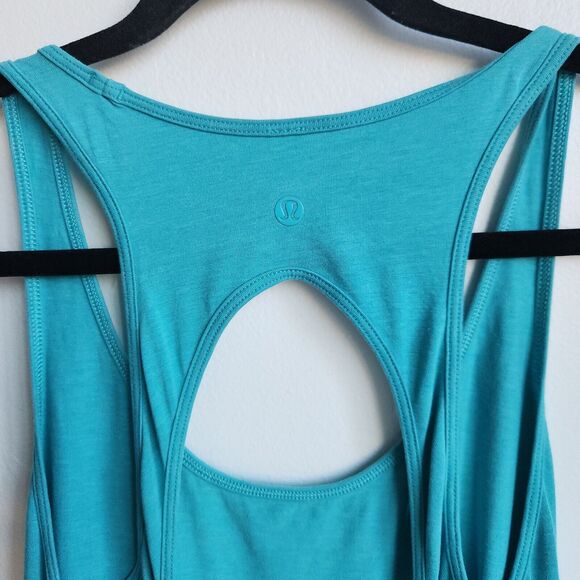 Lululemon Go For It Dress Turquoise Size 4 Cutout Back Sleeveless Athletic - Picture 3 of 7